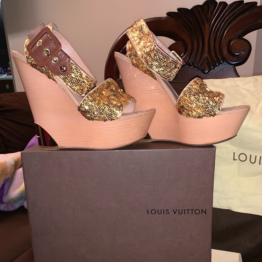 LOUIS VUITTON SEQUINED WEDGES